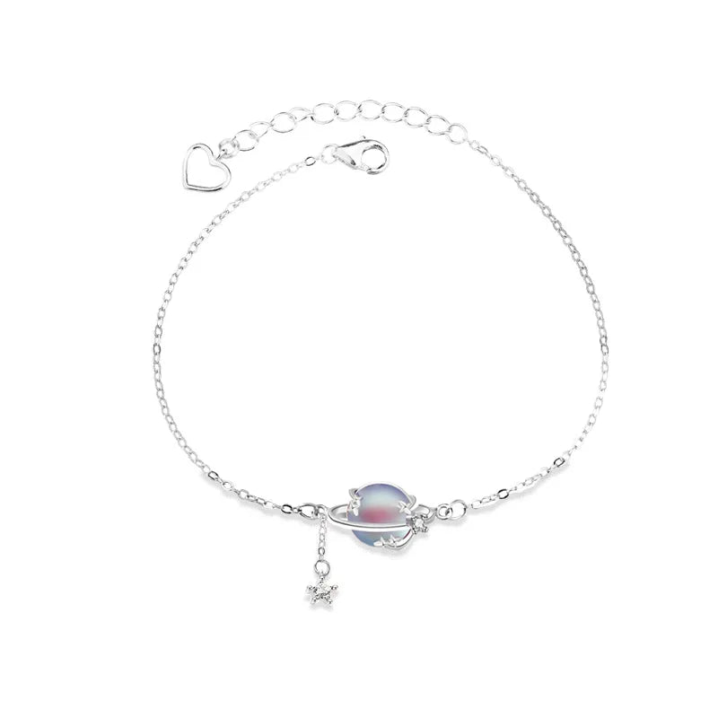 925 Silver Moonstone Planet Bracelet for Women