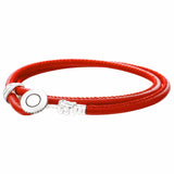 925 Silver Multicolor Double Leather Bracelet with Logo Clasp