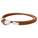 925 Silver Multicolor Double Leather Bracelet with Logo Clasp