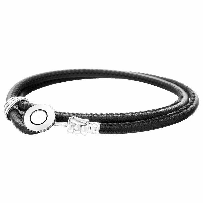 925 Silver Multicolor Leather Bracelet with Logo Clasp