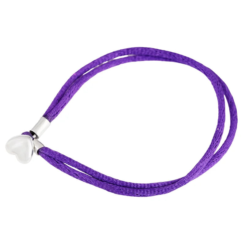 925 Silver Heart Clasp Bracelet with Silky Fabric Cord