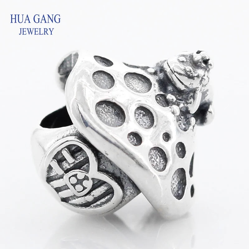 925 Silver Mushroom Frog Charms for Pandora Bracelets