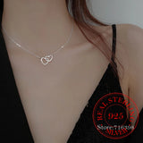 925 Silver Necklace Women Cross Heart Pendant Love Choker Colar