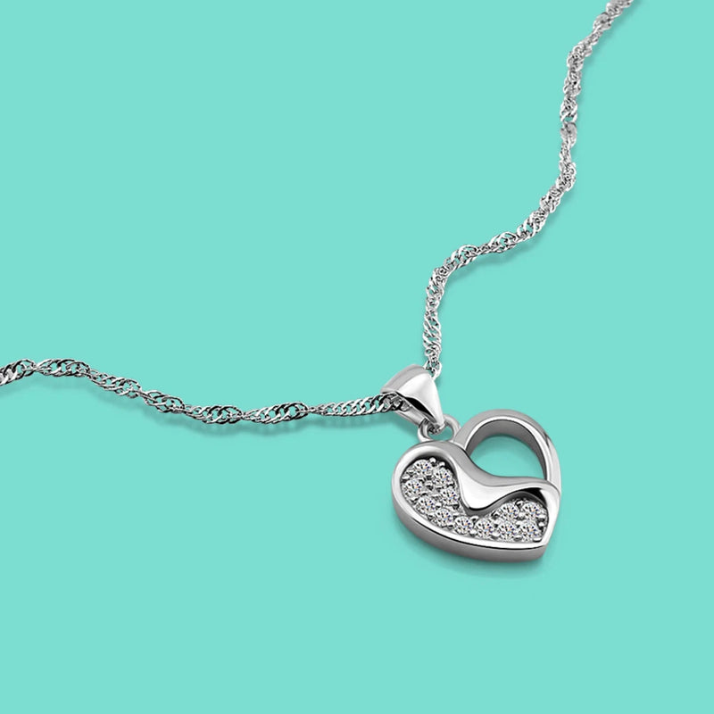 925 Silver Heart Clavicle Chain Necklace Women's Fine Jewelry