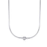 925 Sterling Silver Pan Necklace Crystal Love Heart Clasp Snake Chain