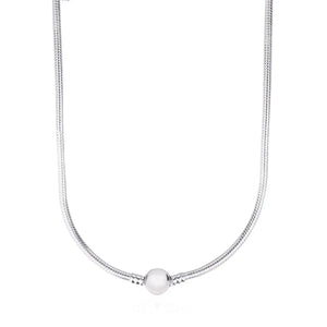 925 Sterling Silver Pan Necklace Crystal Love Heart Clasp Snake Chain