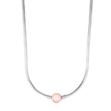 925 Sterling Silver Pan Necklace Crystal Love Heart Clasp Snake Chain