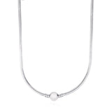 925 Sterling Silver Pan Necklace Crystal Love Heart Clasp Snake Chain