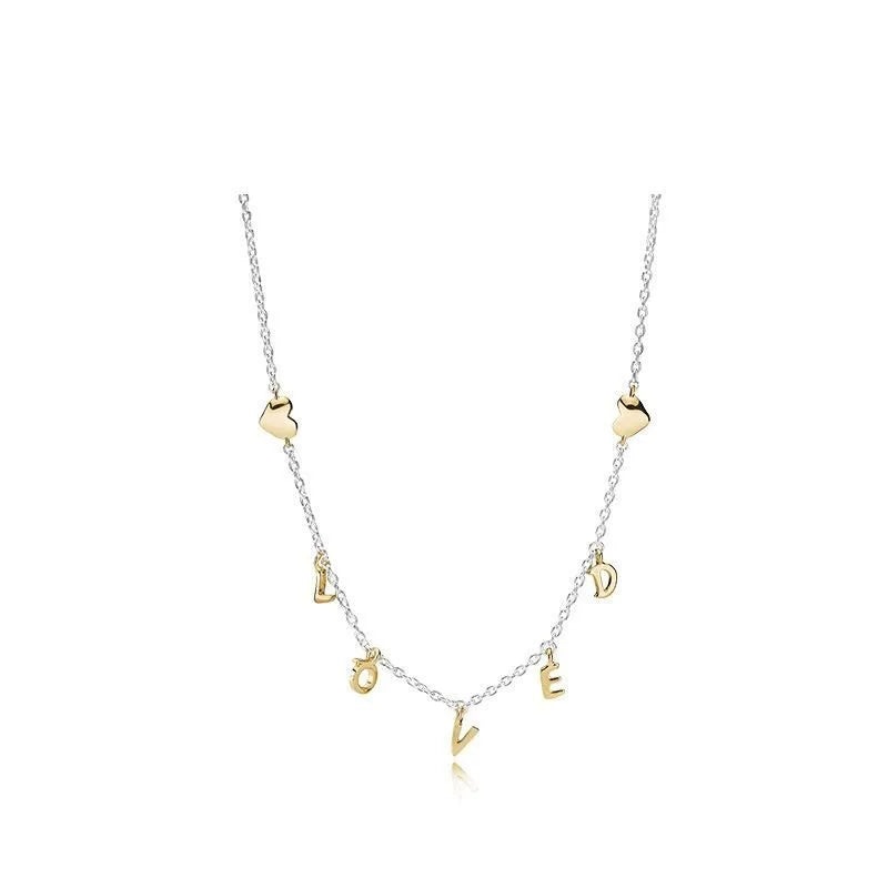 925 Sterling Silver Pan Necklace Golden Love Honey Pan Necklace