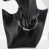 925 Silver Pan Necklace Elegant Bow Design for Wedding Party