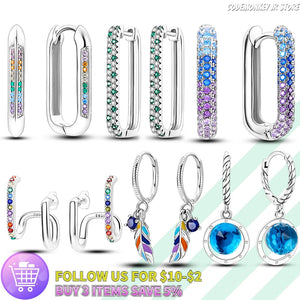 925 Silver Pave Zirconia Rainbow Earrings - Wedding Party Jewelry
