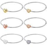925 Silver Pave Heart Logo Clasp Snake Chain Bracelet DIY Jewelry