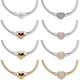 925 Silver Love Heart Clasp Chain Necklace For Women