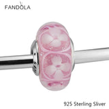 925 Silver Pink Flower Bead for Snake Bracelets DIY Jewelry Making