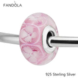 925 Silver Pink Flower Bead for Snake Bracelets DIY Jewelry Making