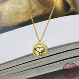 925 Sterling Silver Puppy Dog Pendant Necklace Round Coin Animal Jewelry