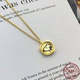 925 Sterling Silver Puppy Dog Pendant Necklace Round Coin Animal Jewelry