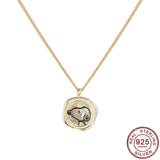 925 Sterling Silver Puppy Dog Pendant Necklace Round Coin Animal Jewelry