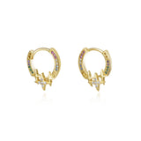 925 Silver Rainbow Zircon Stars Earrings Light Hoop Party Jewelry