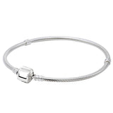 925 Silver Rose Ball Clasp Snake Chain Bracelet DIY Jewelry