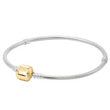 925 Silver Rose Ball Clasp Snake Chain Bracelet DIY Jewelry