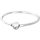 925 Silver Rose Ball Clasp Snake Chain Bracelet DIY Jewelry