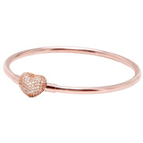 925 Silver Rose Heart Clasp Bangle for Bracelet Charm DIY Jewelry