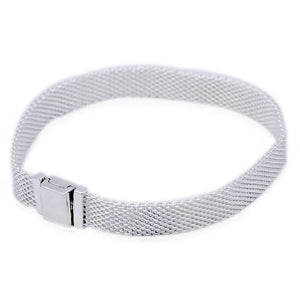 925 Silver Reflexions Snake Chain Bracelet Mesh Rose