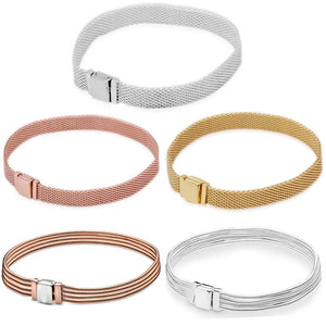 925 Silver Reflexions Snake Chain Bracelet Mesh Rose
