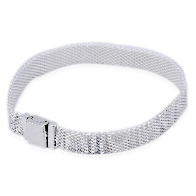 925 Silver Reflexions Snake Chain Bracelet Mesh Rose