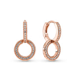 925 Sterling Silver Rose Plated Double Hoop Earrings