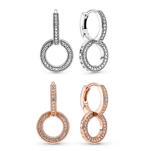925 Sterling Silver Rose Plated Double Hoop Earrings