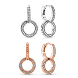 925 Sterling Silver Rose Plated Double Hoop Earrings