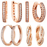 925 Silver Rose Logo U-shaped Hoop Earring for Women