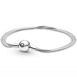 925 Silver Snake Beads & Pave Crystal Bracelet