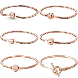 925 Silver Snake Chain Bracelet w/ Heart Clasp