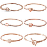 925 Silver Snake Chain Bracelet w/ Heart Clasp