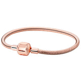 925 Silver Snake Chain Bracelet w/ Heart Clasp
