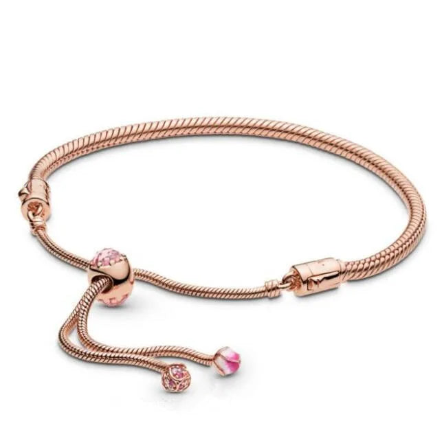 925 Silver Peach Blossom Bracelet Bangle for Women