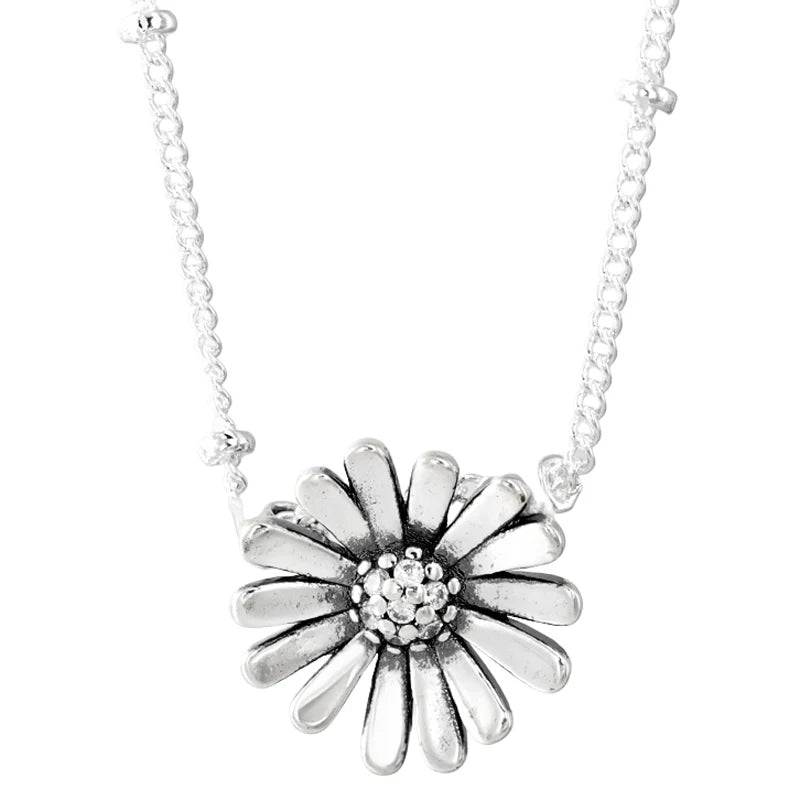 Sterling Silver Rose Petals Daisy Family Tree Of Life Heart Necklace