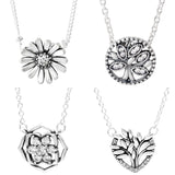 Sterling Silver Rose Petals Daisy Family Tree Of Life Heart Necklace