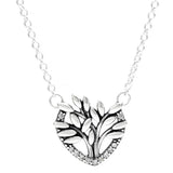Sterling Silver Rose Petals Daisy Family Tree Of Life Heart Necklace