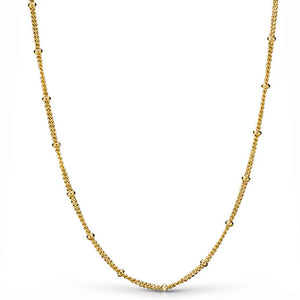925 Silver Rose & Silver Shine Beaded Chain Link Necklace
