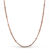925 Silver Rose & Silver Shine Beaded Chain Link Necklace