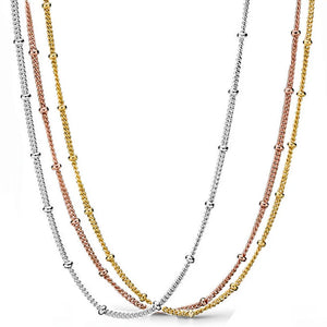 925 Silver Rose & Silver Shine Beaded Chain Necklace