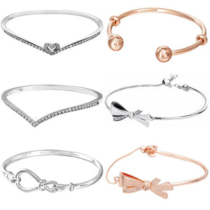 925 Silver Shimmering Wish Infinity Knot Open Bangle