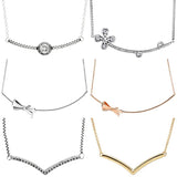 925 Silver Shimmering Wish Round Sparkle Bow Necklace