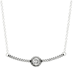 925 Silver Shimmering Wish Round Sparkle Bow Necklace