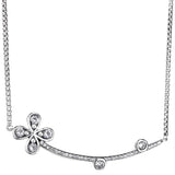 925 Silver Shimmering Wish Round Sparkle Bow Necklace