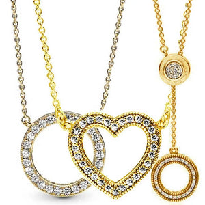 925 Sterling Silver Open Heart Necklace for Charm DIY Jewelry